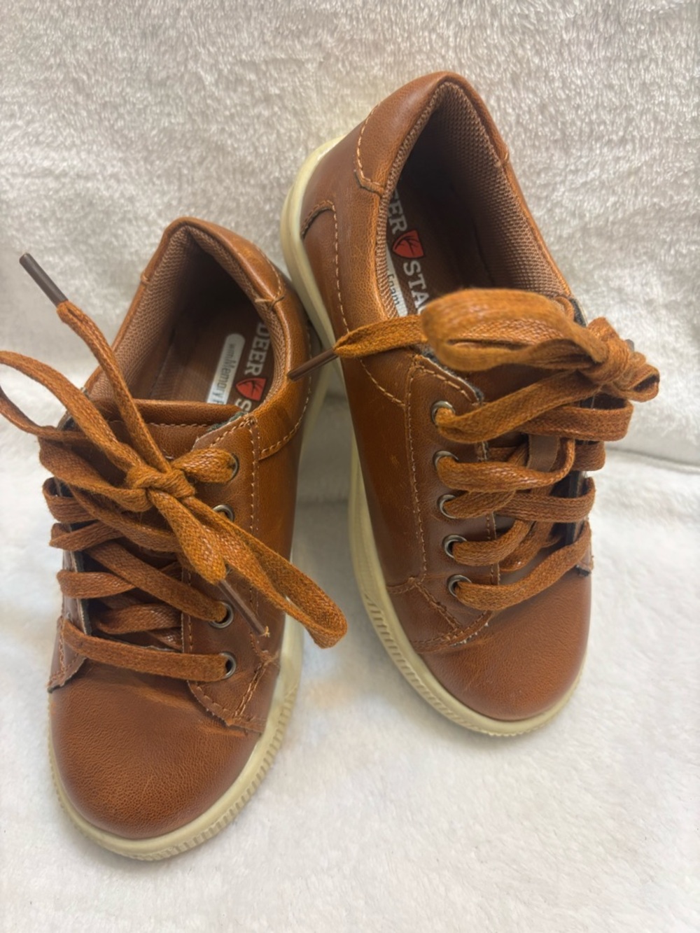 Deer Stags Kids Tan/Brown Lace-Up Sneakers Size 11 Months